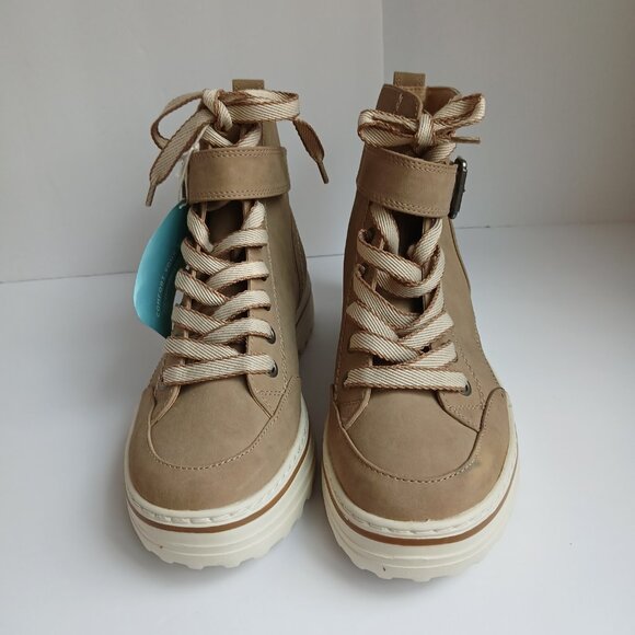 Cliffs NWT 'Gordon' Beige Velcro Buckle Strap White Lug Comfort Sole LaceUp SZ8 - Picture 2 of 13